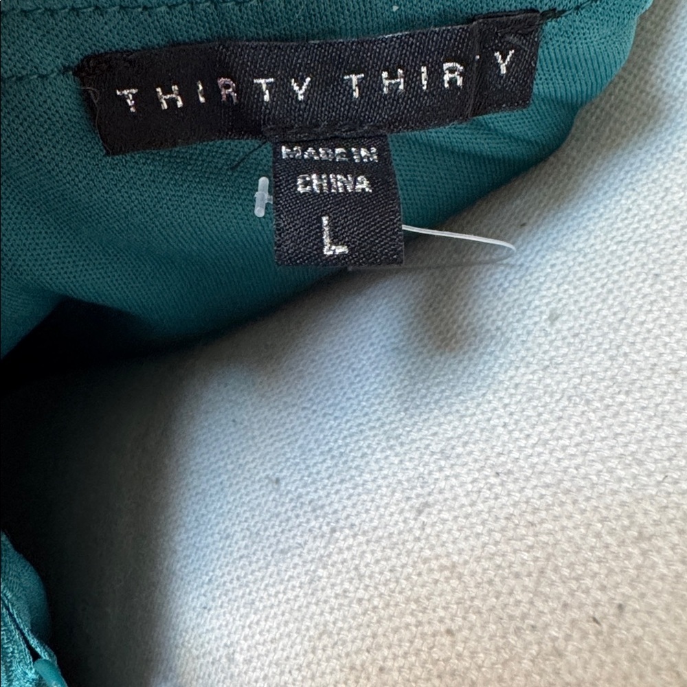 Teal Slip Dress with Feather Trim Size Large - Picture 4 of 4